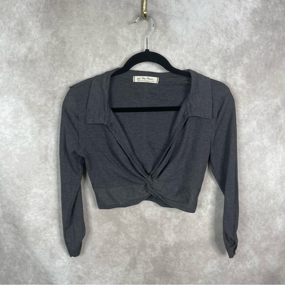 We The Free People x Revolve Summer Romance Crop Polo In Gray Size S - Picture 2 of 4